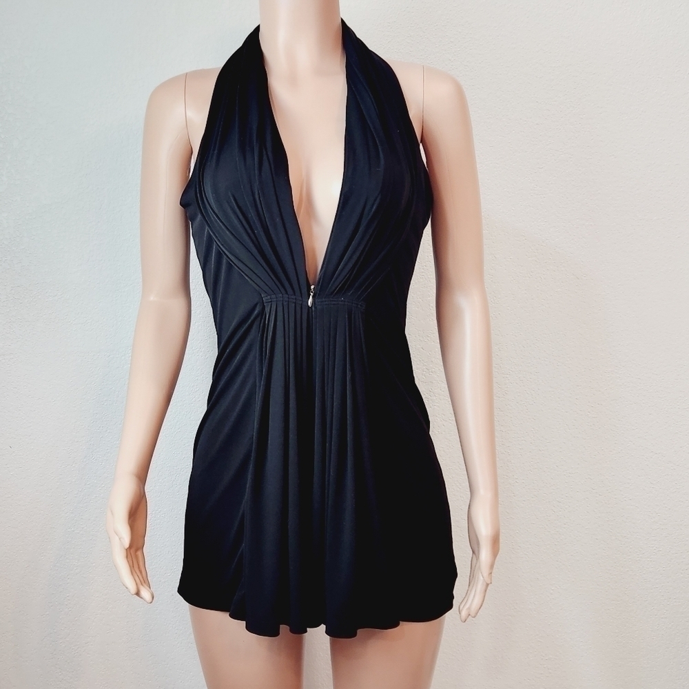 𝅺arden B. Sleeveless Black V-Neck Jumpsuit Romper Size: S
